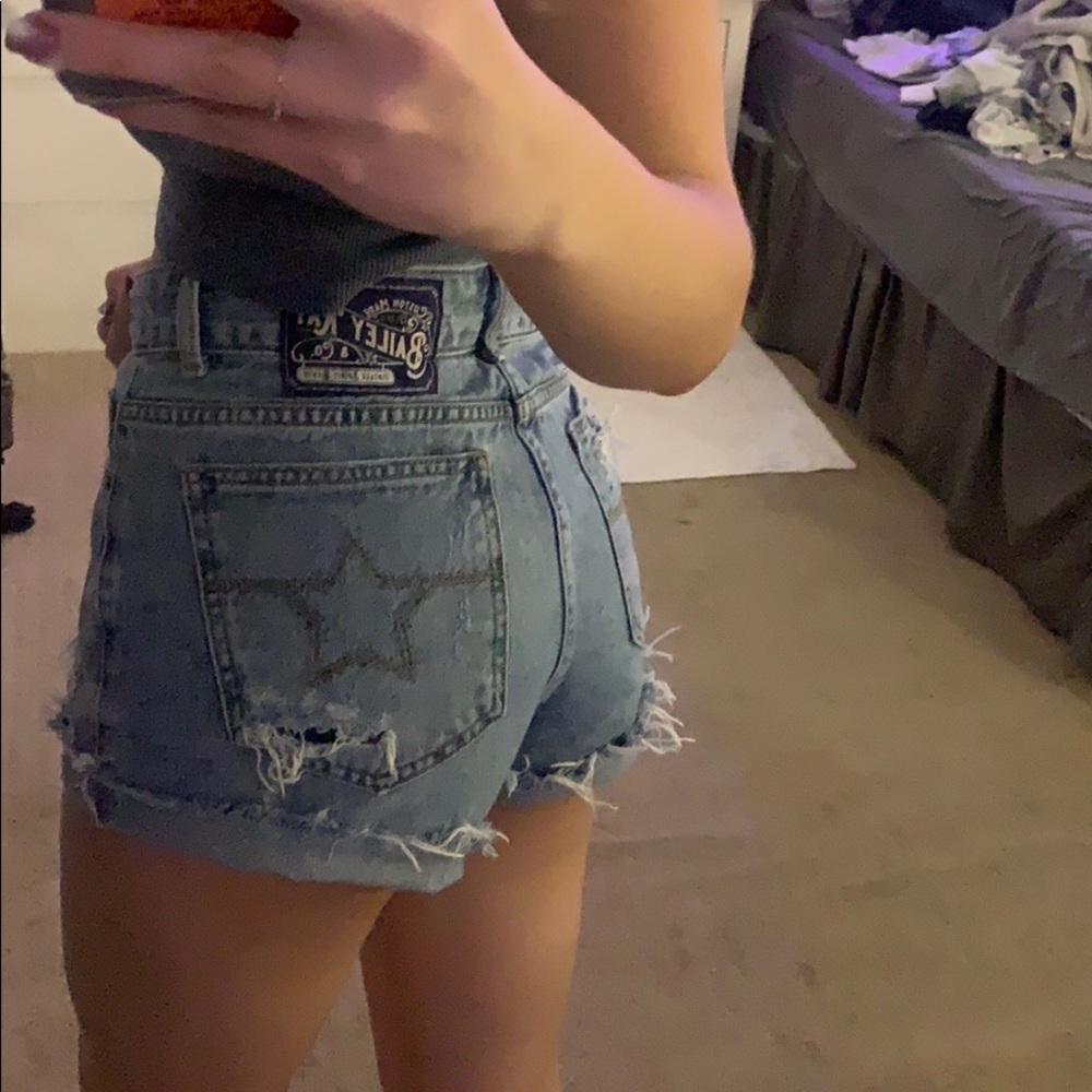 Distressed High Waisted Denim Shorts